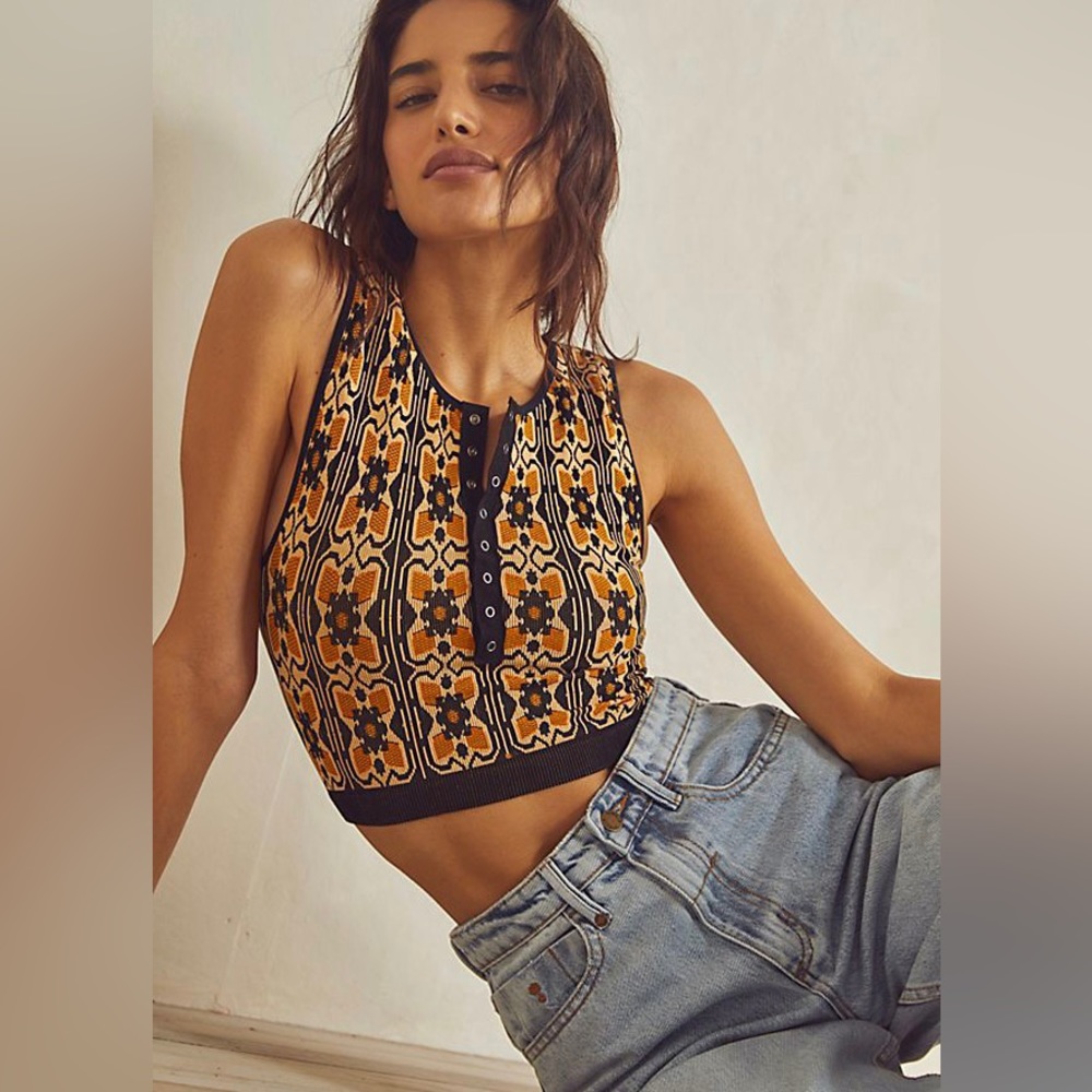 Free People Leo Printed Crop Top Size XS